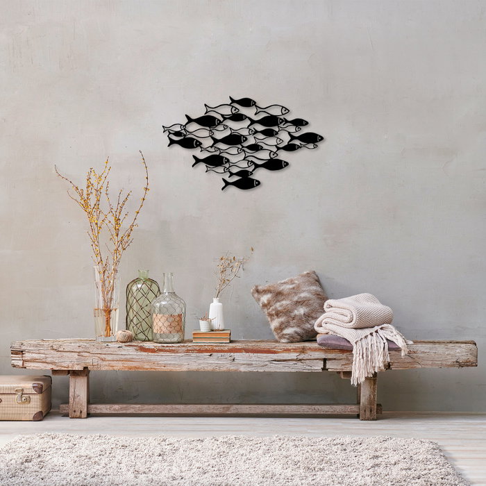 Wallity Fishes - 276 Accesorio de Pared de Metal Negro
